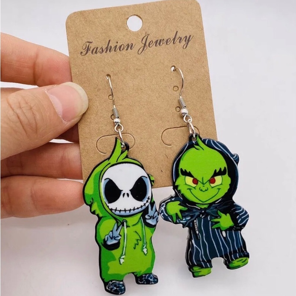 Fashion Womens Grinch Jack Halloween Holiday Costume Swap Dangle Earrings